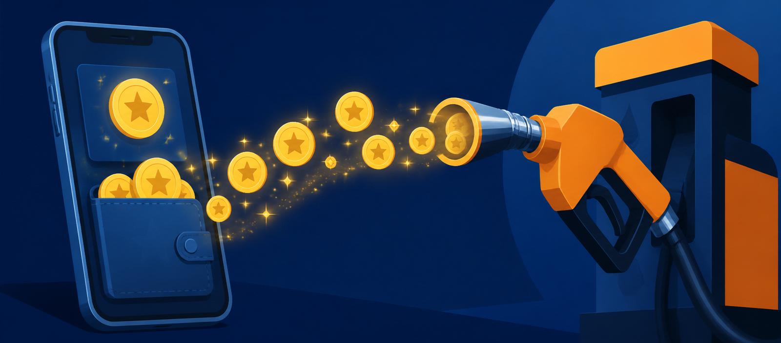 Illustration of the Loyalty redemption journey at an IGL forecourt