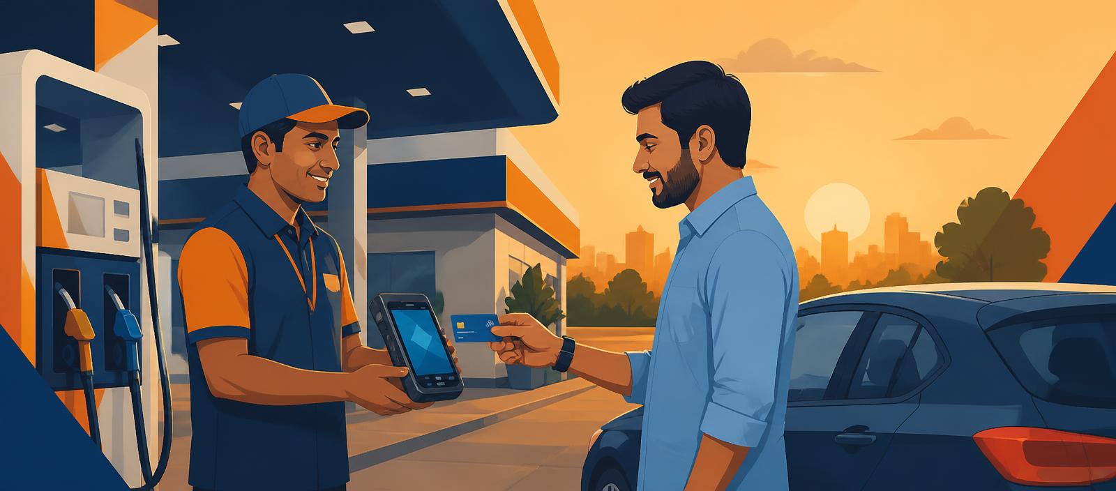 Illustration of the Smart Card loyalty earning journey at an IGL forecourt